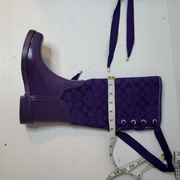 COACH Tristee Monogram Logo Lace Up Rain Boots Size 6B - Picture 13 of 14